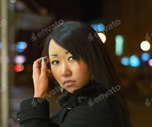 Preview: Asian Woman At Night Outdoor