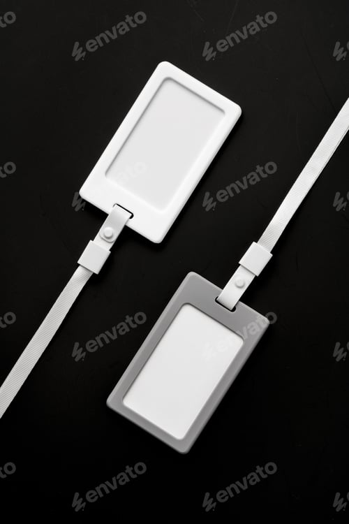 Preview: Blank badges on black background top view