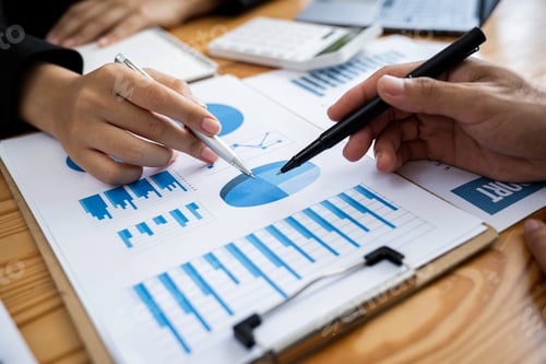 Preview: Business Asian people are meeting to analyze data figures to plan business strategy with financial p