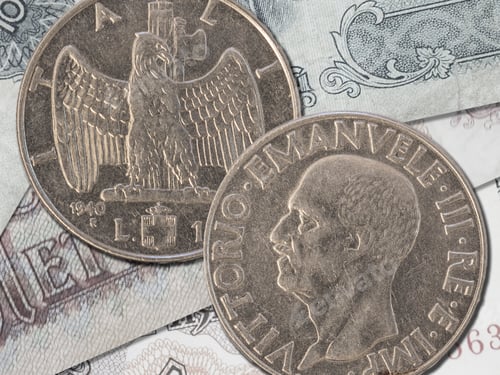 Preview: Vintage fascist Italy Lira coins, depicting king Vittorio Emanuele