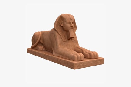 Preview: Ancient Egyptian Sphinx Statue on Sandstone Pedestal