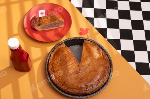 Preview: Canada Day traditional food concept. A girl in a classy cafe eats in Canada.