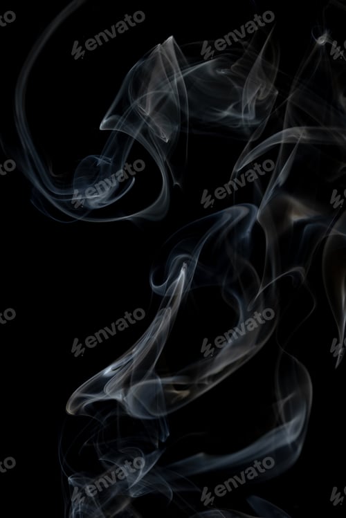 Preview: White clouds of smoke with copy space on black background