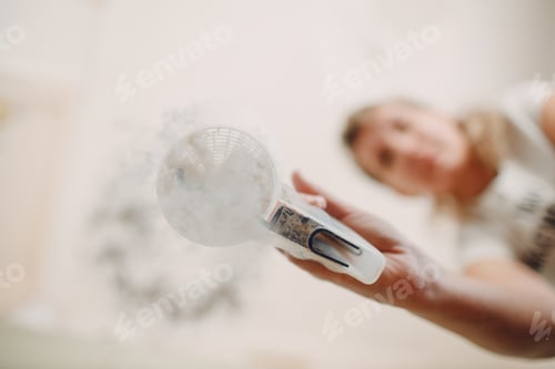 Preview: Pastry chef sift pours flour makes cake. Cooking and preparing dessert. Inside bottom view.