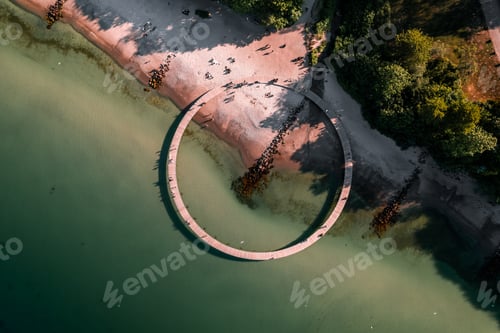 Preview: Aerial Drone Shot of the Famous Infinite Bridge in Aarhus, Denmark