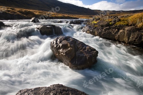 Preview: Fast flowing river near Seydisfjordur in the east of Iceland.