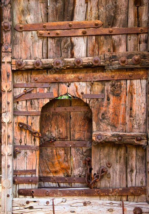 Preview: Rustic wooden doors background, Old wooden barn door