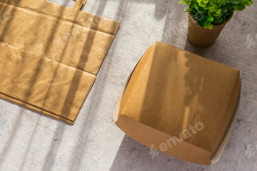 Preview: Craft bag and hamburger box, takeaway