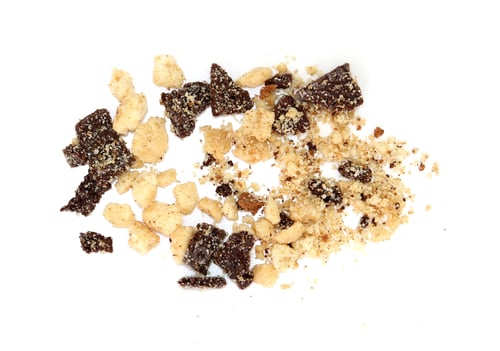 Preview: chocolate and cookie broken crumbs on white background