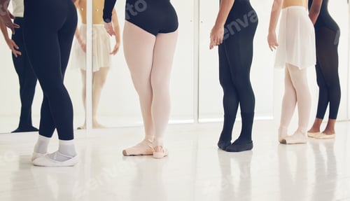 Preview: Shot of a group of unrecognizable ballet dancers during their rehearsal in a studio