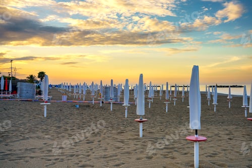 Preview: Beach of Porto San Giorgio, Marche, at evening