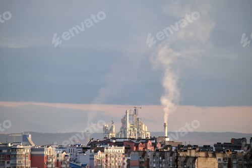 Preview: Cement plant with high factory structure and tower cranes