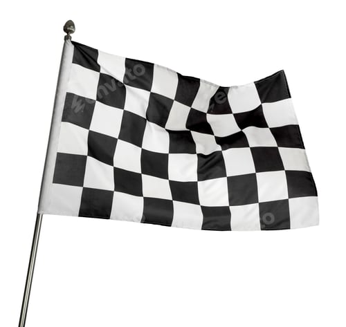 Preview: Checkered finish flag on white background. Auto racing symbol