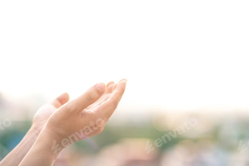 Preview: Human hands open palm up worship. Eucharist Therapy Bless God Helping Repent Catholic Easter