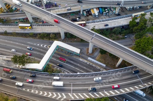 Preview: Kwai Tsing, Hong Kong, 14 February 2019:-Top view of Hong Kong traffic