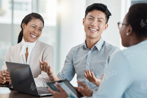 Preview: Diversity, team and happy business tech meeting, tech startup and entrepreneurs conversation togeth