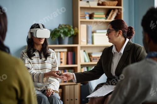 Preview: Teenage Girl Experiencing Virtual Reality Therapy during Counseling Session