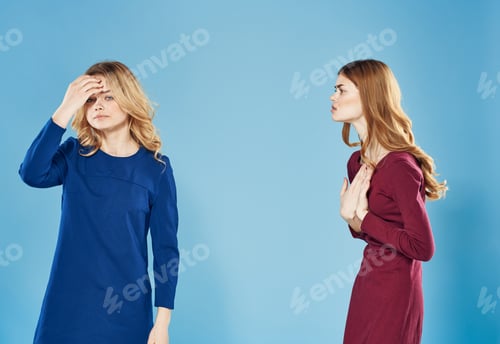 Preview: Two pretty women elegant communication style lifestyle conflict discontent quarrel