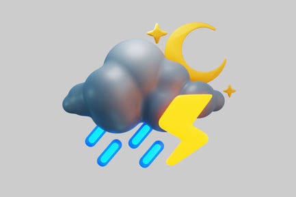 Preview: Cartoon night storm with lightning