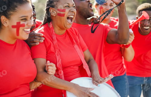 Preview: African red sport fans screaming while supporting their team