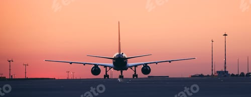 Preview: Airplane taxiing to runway at dawn
