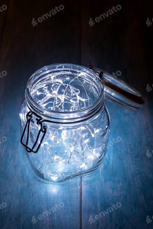 Preview: Glass jar filled with decorative lights