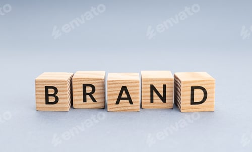 Preview: BRAND word on wooden blocks