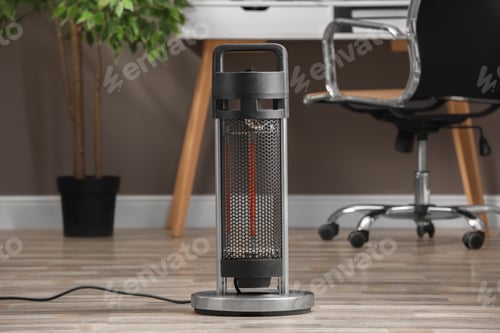 Preview: Modern infrared heater on floor in room