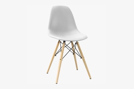 Preview: White Chair with X-Frame and Light Wood Legs