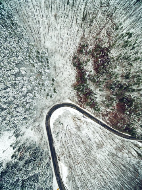 Preview: Winter Mountain Road From Above