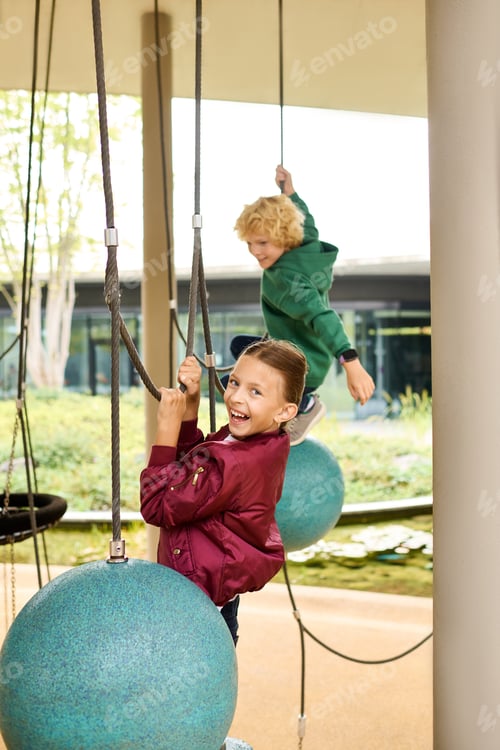 Preview: Joyful childhood moments in autumn at a playful park adventure