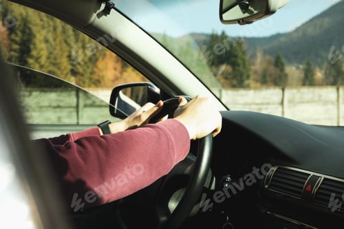 Preview: Concept of travel and adventure, man sit in car