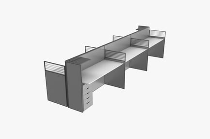 Preview: Linear Cubicle System with Slatted Panels and Integrated Storage