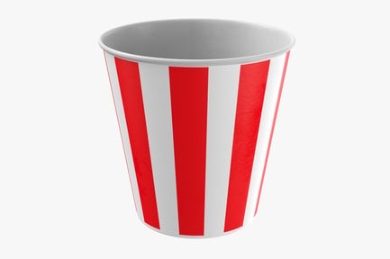 Preview: Empty Paper Cup, Red and White Striped Cylindrical Vessel