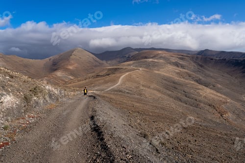 Preview: view of the Pico de la Zarza overlooking Playa de Cofete Beach in Fuerteventura, Canary islands