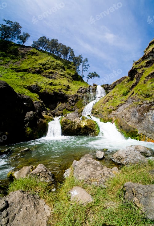 Preview: Waterfalls at the Bottom of Mount Rinjani Crater, Lombok, Indonesia, Asia