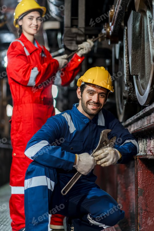 Preview: Engineer checking construction process railway and checking work on railroad station