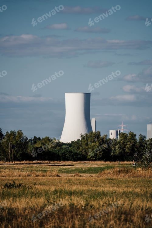 Preview: Vertical of a nuclear power plant in a rural area in Duisburg, Germany