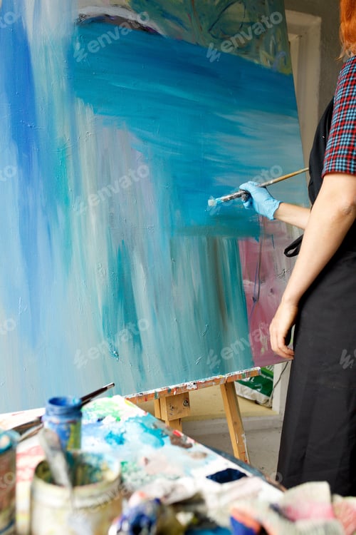 Preview: artist painting in studio