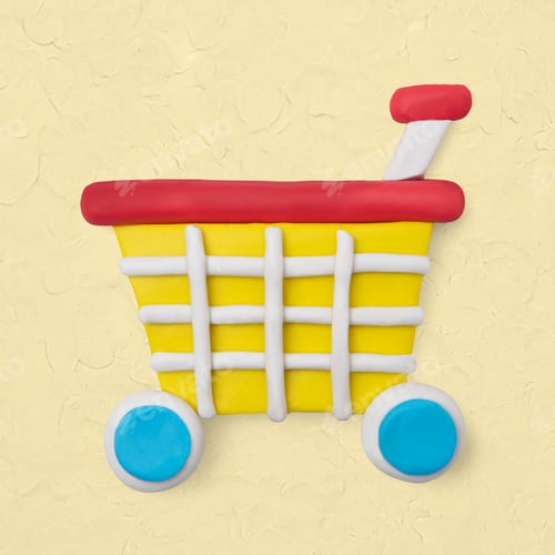 Preview: Shopping cart clay icon cute handmade marketing creative craft graphic