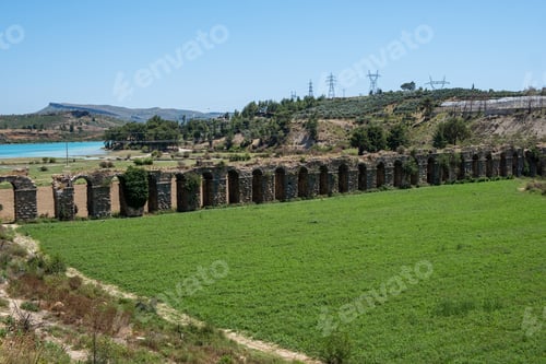 Preview: Destroyed old aqueduct in Manavgat, Turkey. Oymapinar Lake, Turkey.