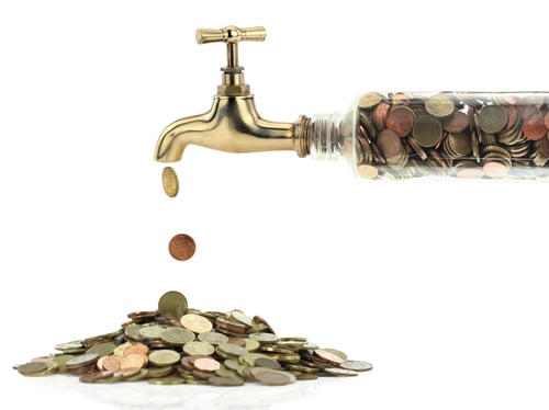 Preview: Money coins fall out of the golden tap