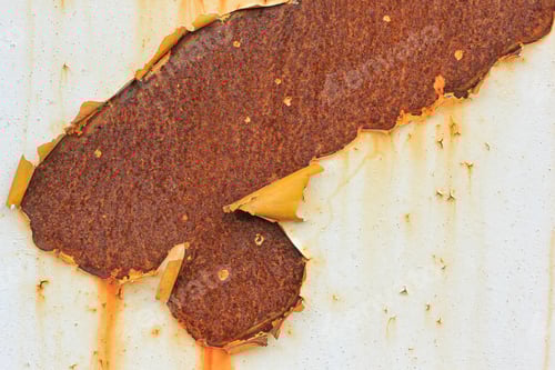 Preview: Textured iron background with rust. Old metal surface with white rusty paint. N