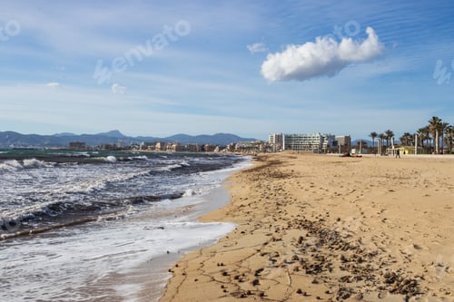 Preview: Beautiful scene on the beach of Polenca, in Mallorca