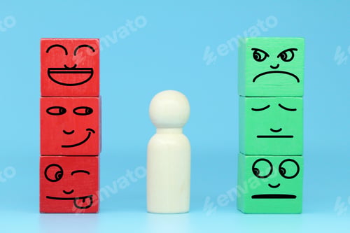 Preview: Colorful wooden blocks with emotion face.