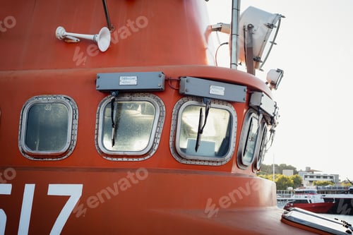 Preview: Detail of a rescue boat ready to go in Rhodes, Greece