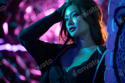 Preview: Asian young models pose for photoshoots, Women with the brilliant city lights theme