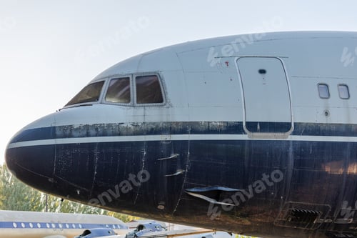 Preview: The nose cone of an old airplane