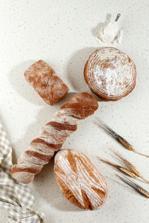 Preview: Various Sourdoufh Bread Top View