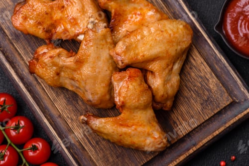 Preview: Delicious fried chicken wings with salt, spices and herbs